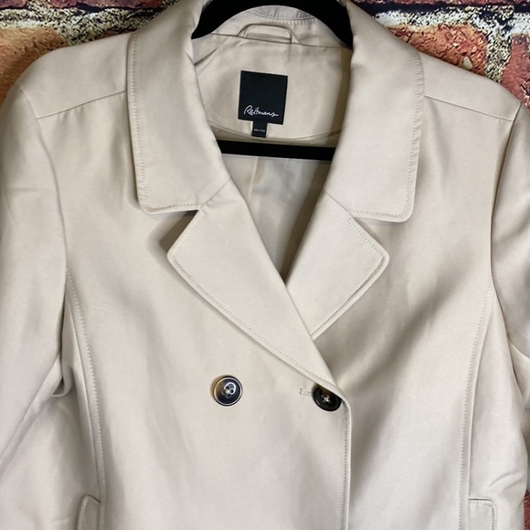 Reitmans Short Cropped Tan Trench Style Coat Double Breasted  Jacket Size XXL - Picture 5 of 8